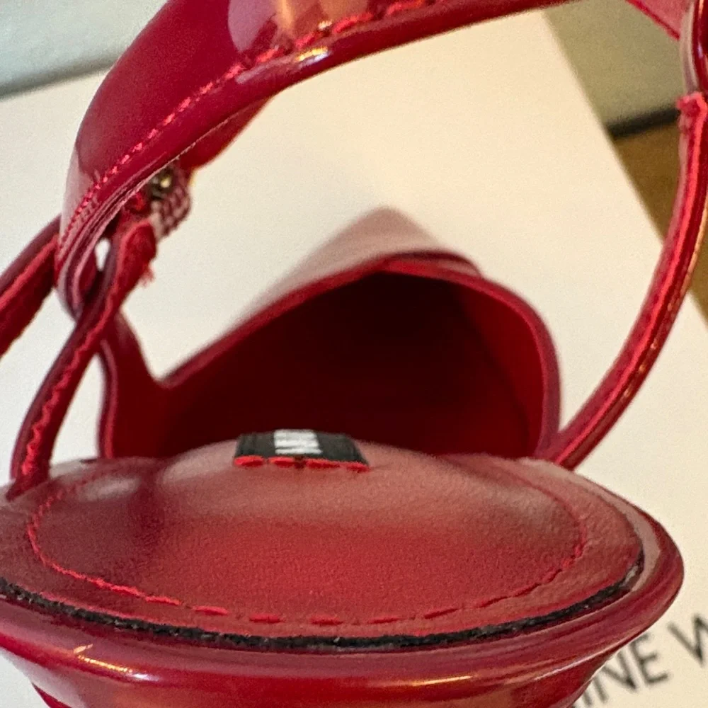 Nine West Red Patent Pointed-Toe Stiletto Heels with Ankle Straps - Picture 8 of 8